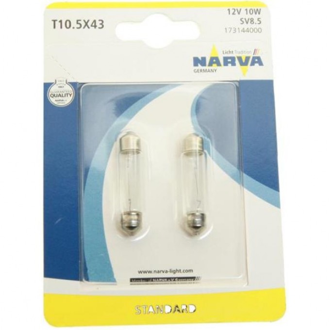 Лампа NARVA C10W SV8.5/8 12V 41мм 2 шт. 90520907 Лампа NARVA C10W SV8.5/8 12V 41мм 2 шт. 90520907