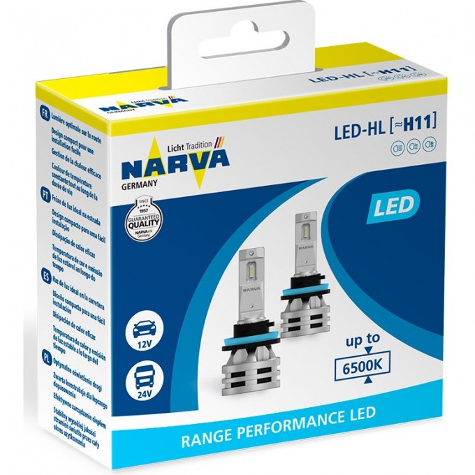 Лампа NARVA RANGE PERFORMANCE LED 12-24V H11 24W PGJ19-2 6500K 2 шт. 61898495 Лампа NARVA RANGE PERFORMANCE LED 12-24V H11 24W PGJ19-2 6500K 2 шт. 61898495