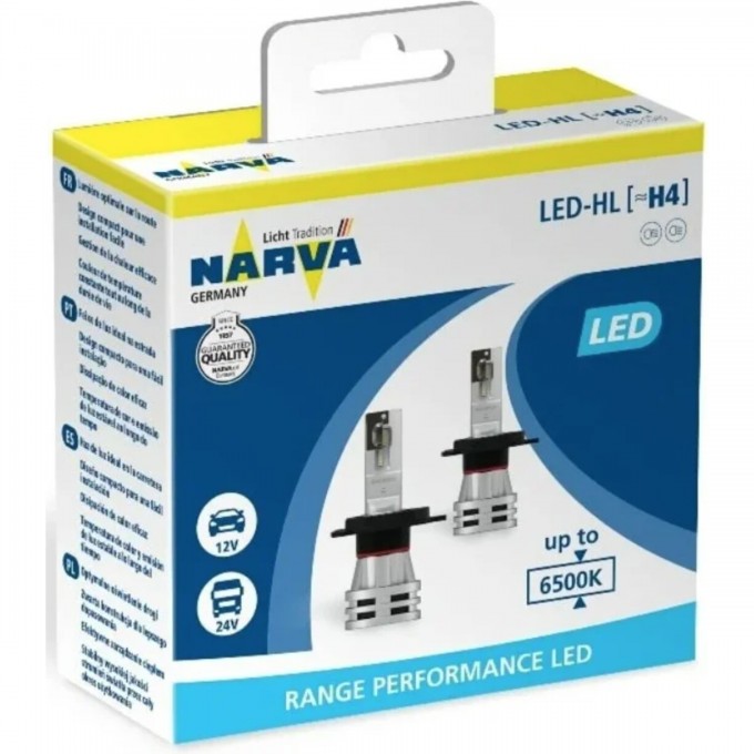 Лампа NARVA RANGE PERFORMANCE LED H4 6500K 2 шт. 84209247 Лампа NARVA RANGE PERFORMANCE LED H4 6500K 2 шт. 84209247