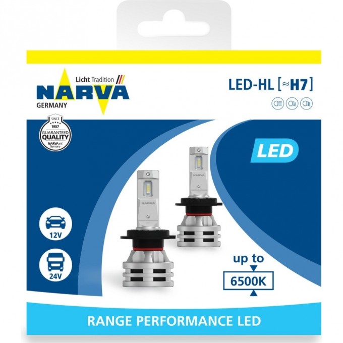 Лампа NARVA RANGE PERFORMANCE LED H7 RPL2 6500К 12В-24В X2 81071567 Лампа NARVA RANGE PERFORMANCE LED H7 RPL2 6500К 12В-24В X2 81071567