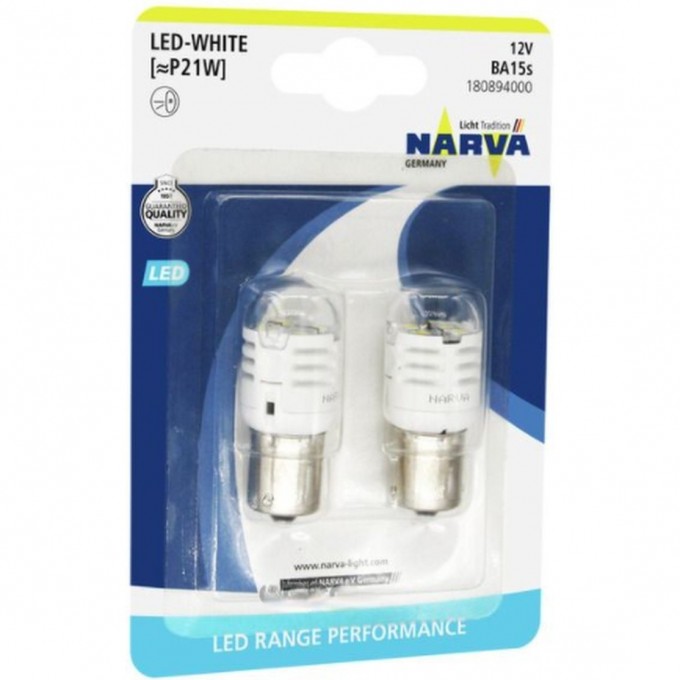 Лампа NARVA RANGE PERFORMANCE LED P21W BA15s 12V 1.75W 10 шт. 61896378 Лампа NARVA RANGE PERFORMANCE LED P21W BA15s 12V 1.75W 10 шт. 61896378