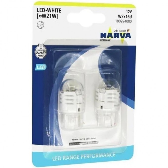 Лампа NARVA RANGE PERFORMANCE LED W21 white 2 шт. 72485238 Лампа NARVA RANGE PERFORMANCE LED W21 white 2 шт. 72485238