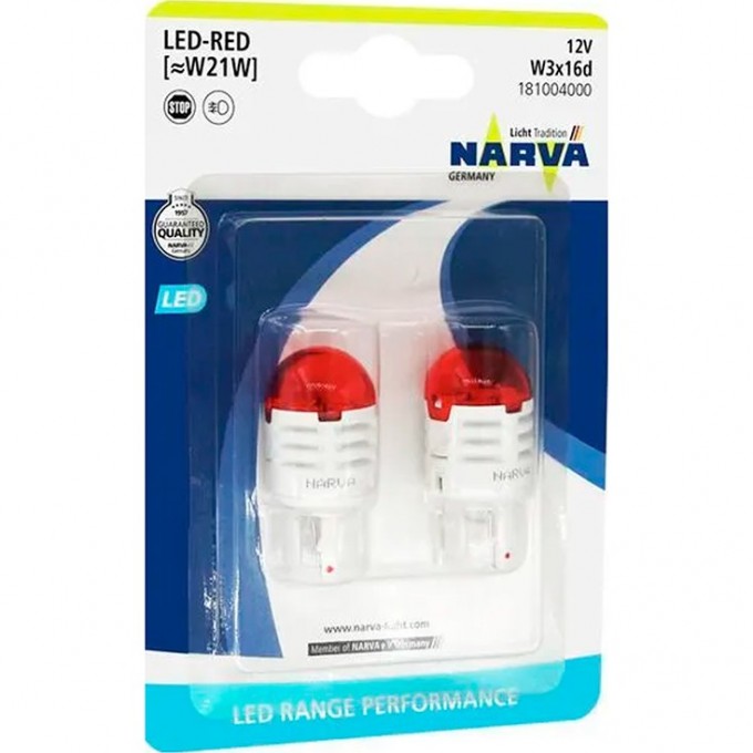Лампа NARVA RANGE PERFORMANCE LED W21W W3x16d 12V 1.75W 36253592 Лампа NARVA RANGE PERFORMANCE LED W21W W3x16d 12V 1.75W 36253592
