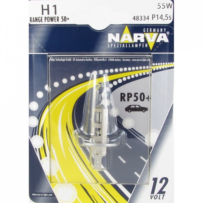 Лампа NARVA RANGE POWER 50+ H1 RP50 12V 55W NVA B1 81071846 Лампа NARVA RANGE POWER 50+ H1 RP50 12V 55W NVA B1 81071846