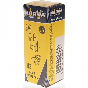 Лампа NARVA RANGE POWER 50+ H3 55W 12V PK22S с проводом Лампа NARVA RANGE POWER 50+ H3 55W 12V PK22S с проводом