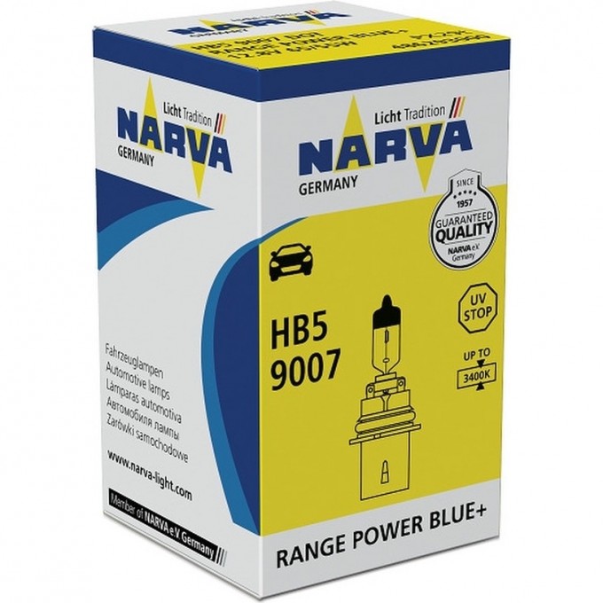 Лампа NARVA RANGE POWER BLUE+ HB5 65/55W PX29t 12V 47380884 Лампа NARVA RANGE POWER BLUE+ HB5 65/55W PX29t 12V 47380884